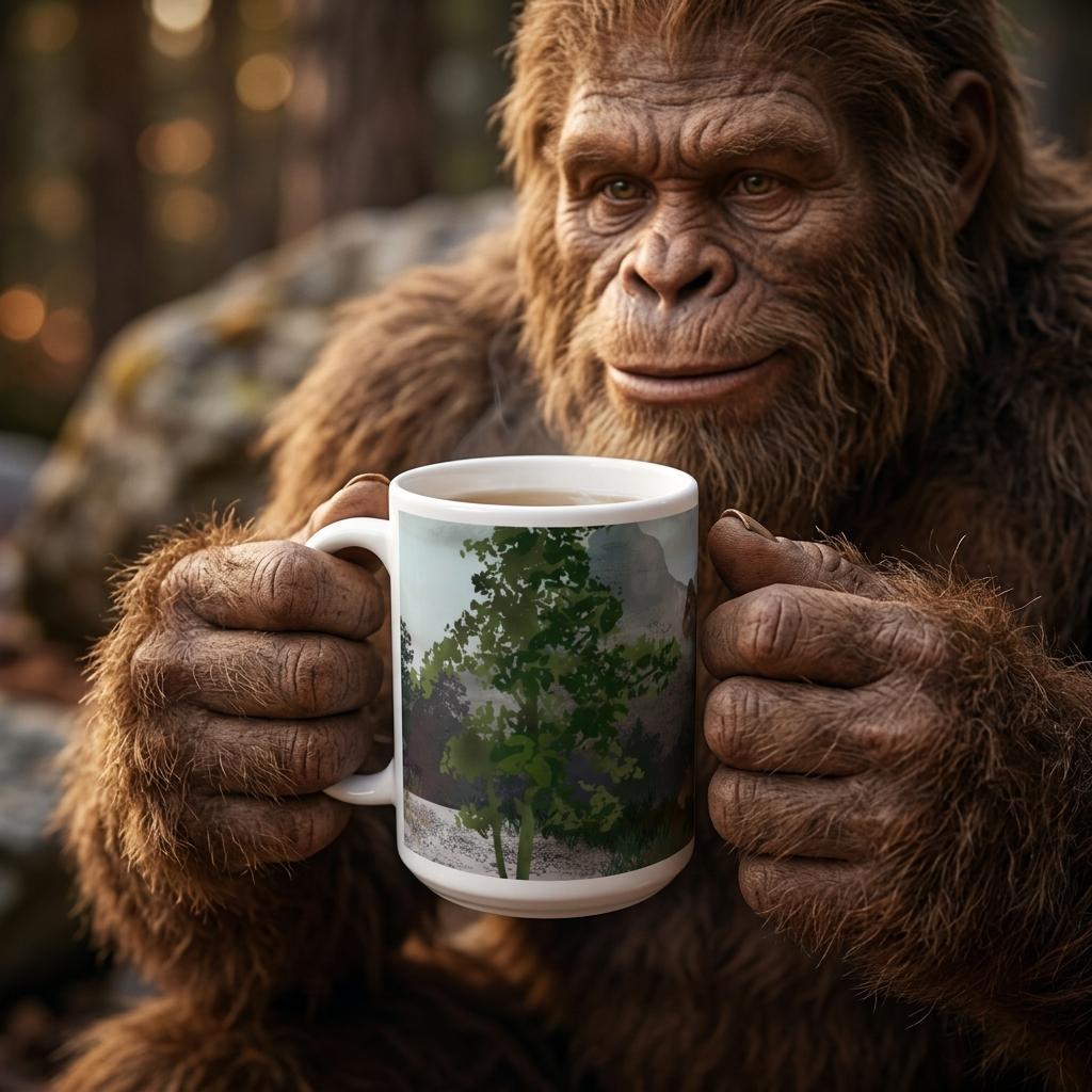 Big Foot holding Premium white ceramic Big Foot  mug