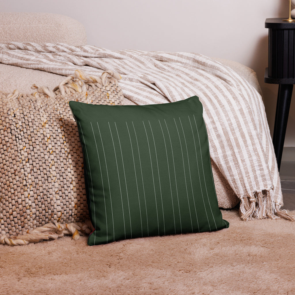 Premium Rainbow Moon Garden Throw Pillow - pin striped pattern design 18 x 18 back view