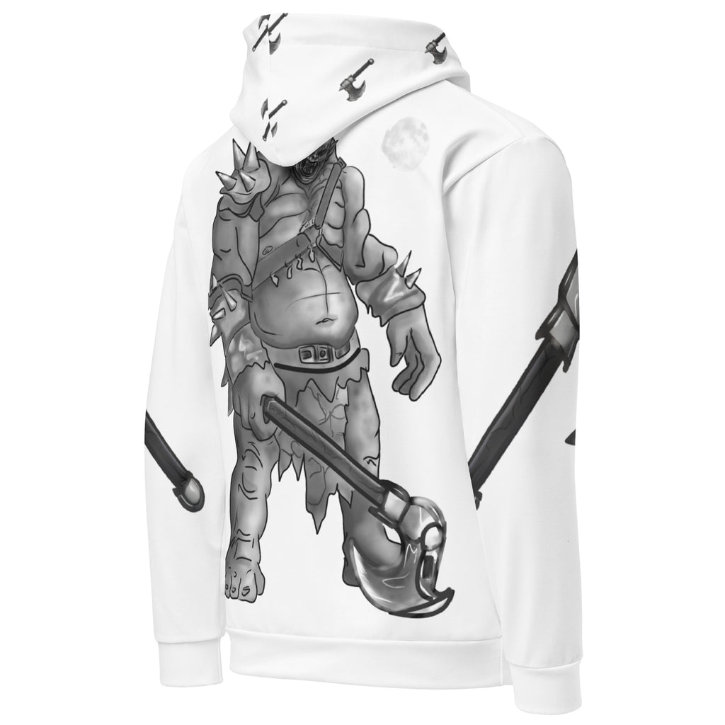 I Smell Human Coffee Hoodie - Funny Ogre Warrior Cotton Hoodie | Brew …

Bold cotton hoodie with Fierce ogre warrior holding an axe. Hood and sleeves ave axes. back right