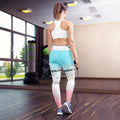 Bunny and butterfly Yoga Pants Whimsical bunny and butterfly botanical print on white background - back view of woman wearing yoga pants