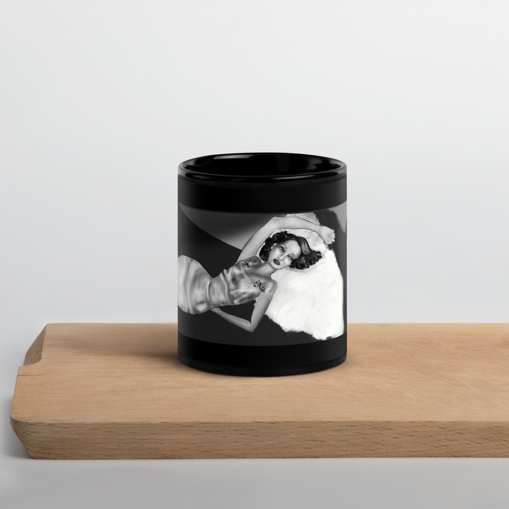 Premium White Ceramic - Art Deco Glamour Mug - Black Ceramic Coffee Mug -black-11-oz-front