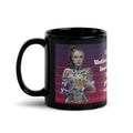 Premium Black Glossy Ceramic mug - Error 404: Motivation Not Found.. Insert dark roast to restart personality subroutines -  message on a gradient red and dark blue background- 11 oz left view - Customizable