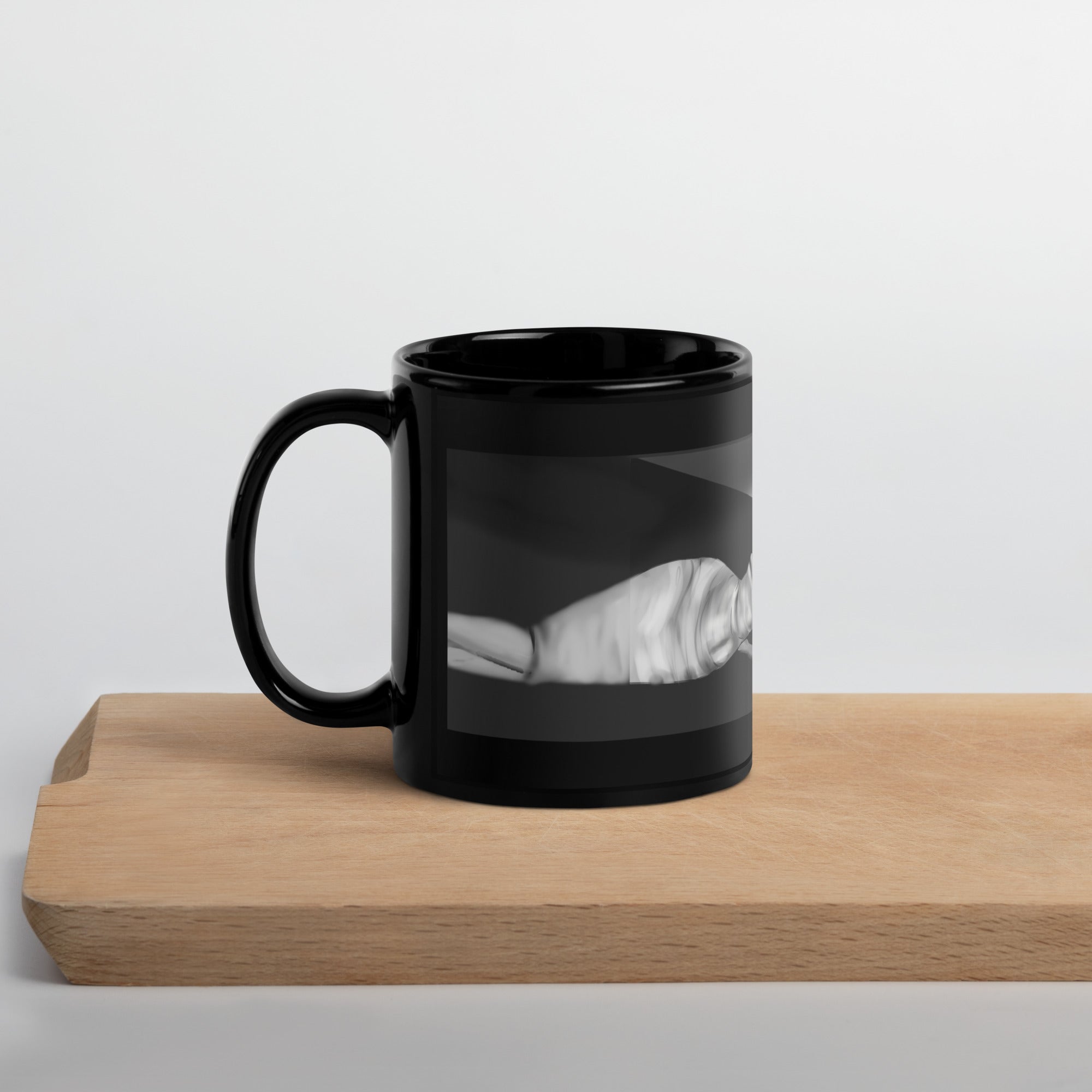 Premium White Ceramic - Art Deco Glamour Mug - Black Ceramic Coffee Mug -black-11-oz-left