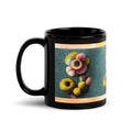 Premium White Ceramic -   3D Textured Floral Mug - Black Interior Ceramic Art Mug -11-oz-left
