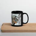 Premium Black Glossy Ceramic -American Indian Eagle Mask Woman Mug - Mystical Tribal Art Black Ceramic-11-oz-right