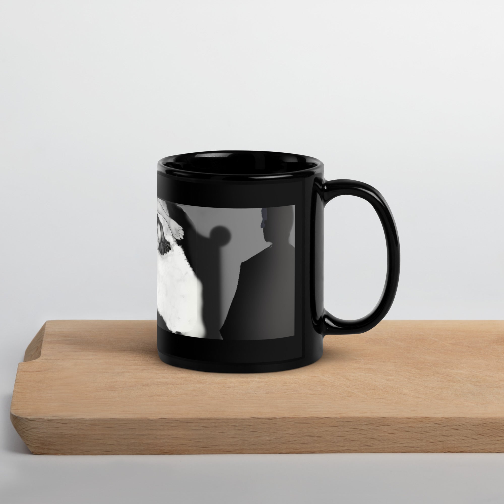 Premium White Ceramic - Art Deco Glamour Mug - Black Ceramic Coffee Mug -black-11-oz-right