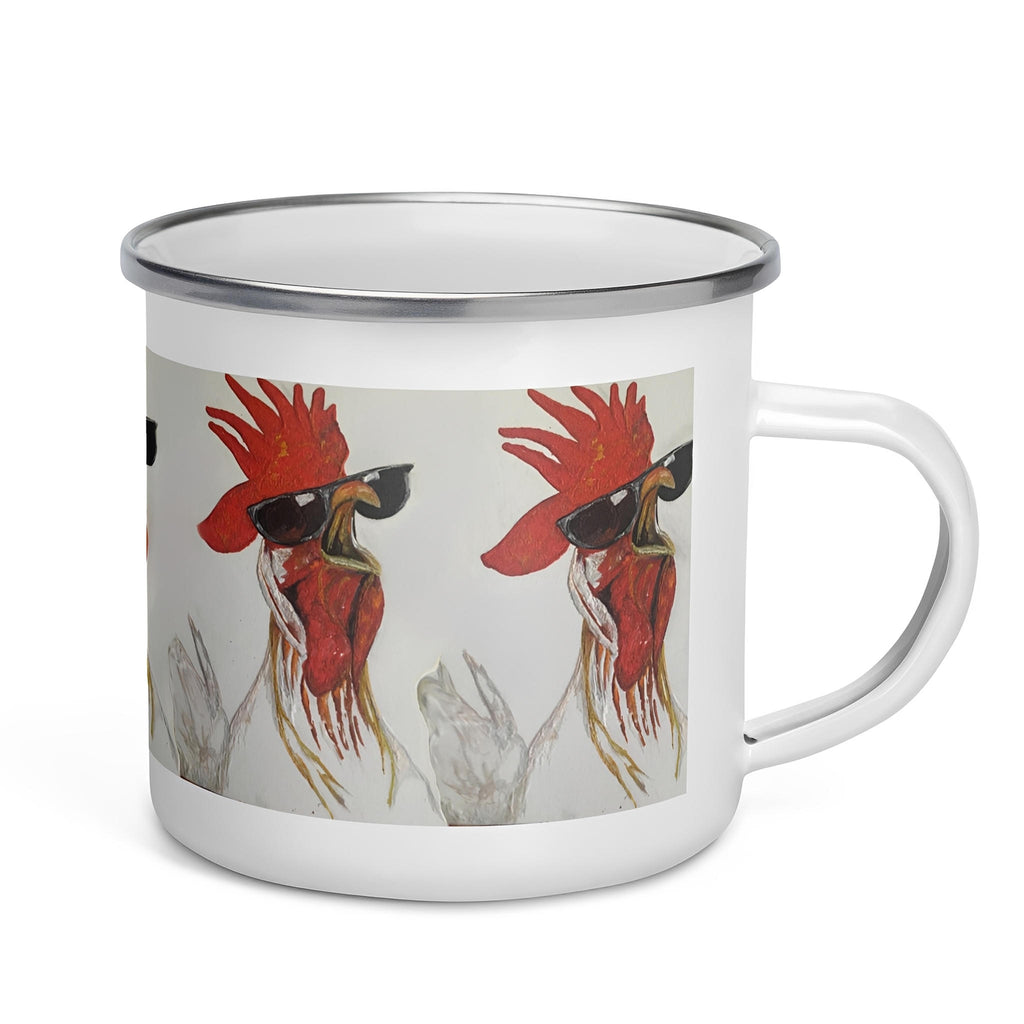 Rooster Enamel Mug - Farmhouse Camping Mug 12oz - right view