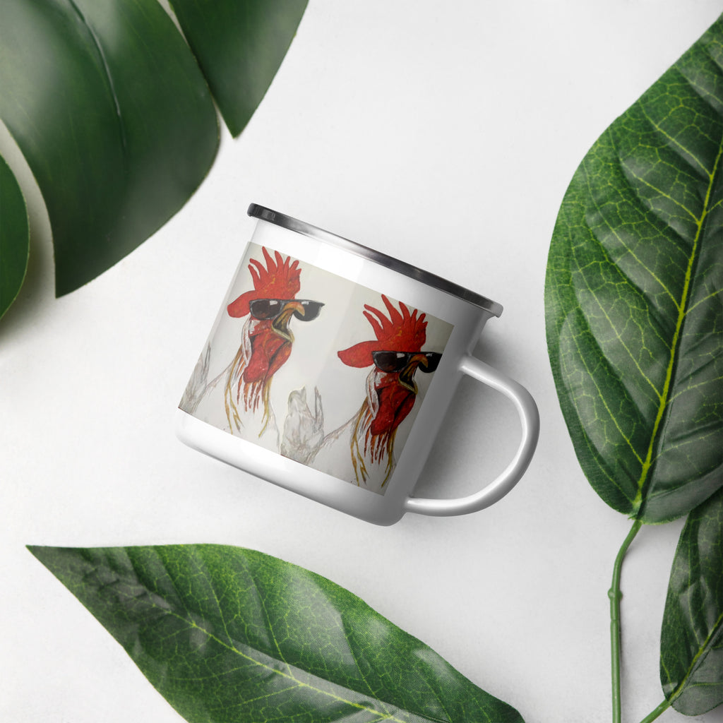 Rooster Enamel Mug - Farmhouse Camping Mug 12oz - right view