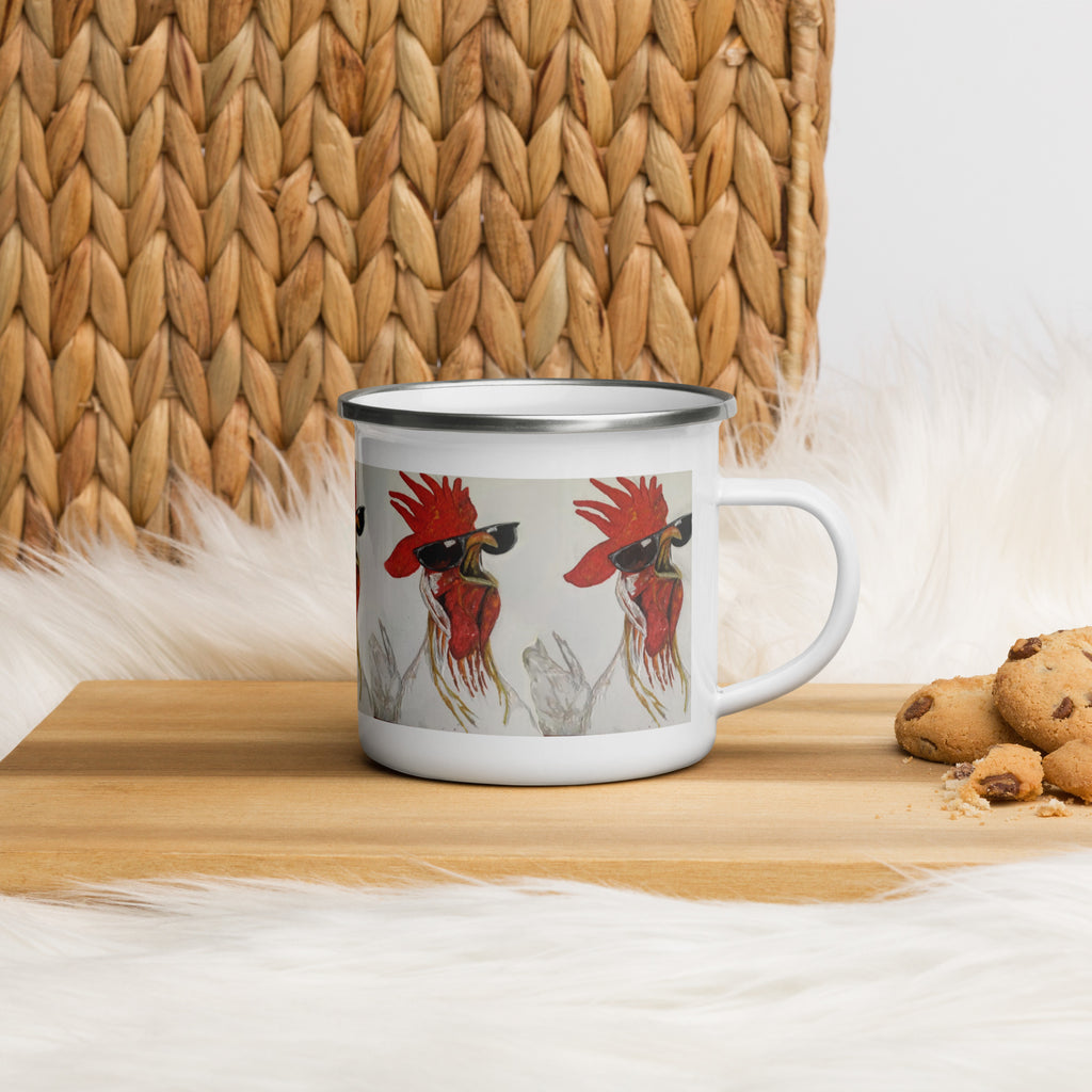 Rooster Enamel Mug - Farmhouse Camping Mug 12oz - right view