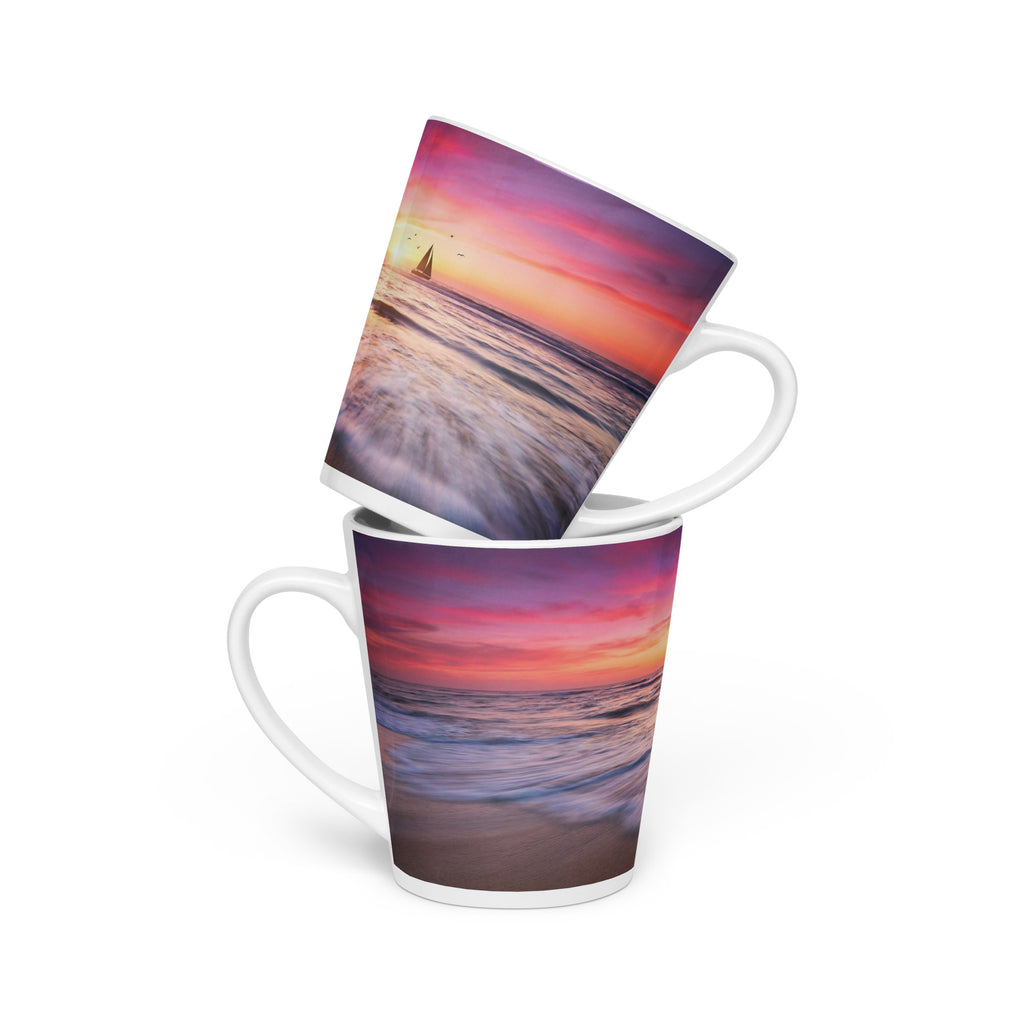 Sunset Sailing Latte Mug - Peaceful Ocean Ceramic Mug