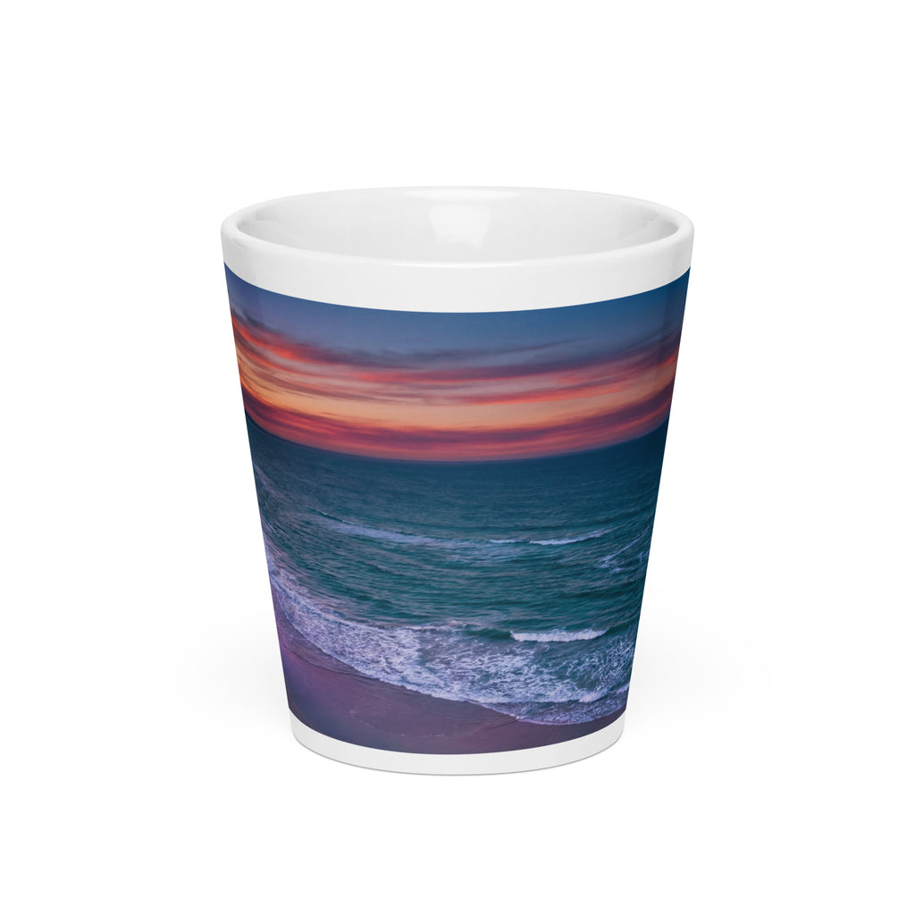 Premium White Ceramic - Ocean Twilight Latte Mug - mesmerizing gradient that mirrors the peaceful transition from day to night—deep ocean blues melting into soft twilight hues. - 12 oz - front