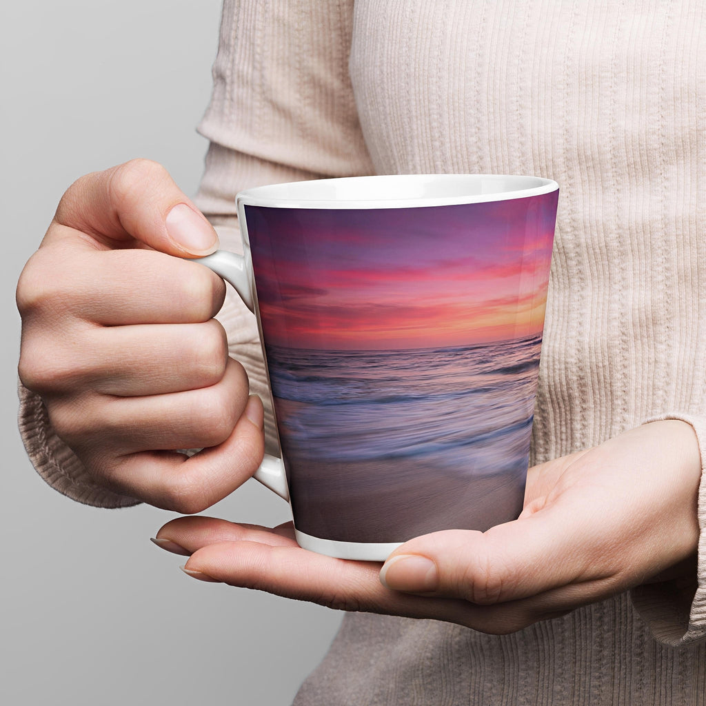 Sunset Sailing Latte Mug - Peaceful Ocean Ceramic Mug - left view