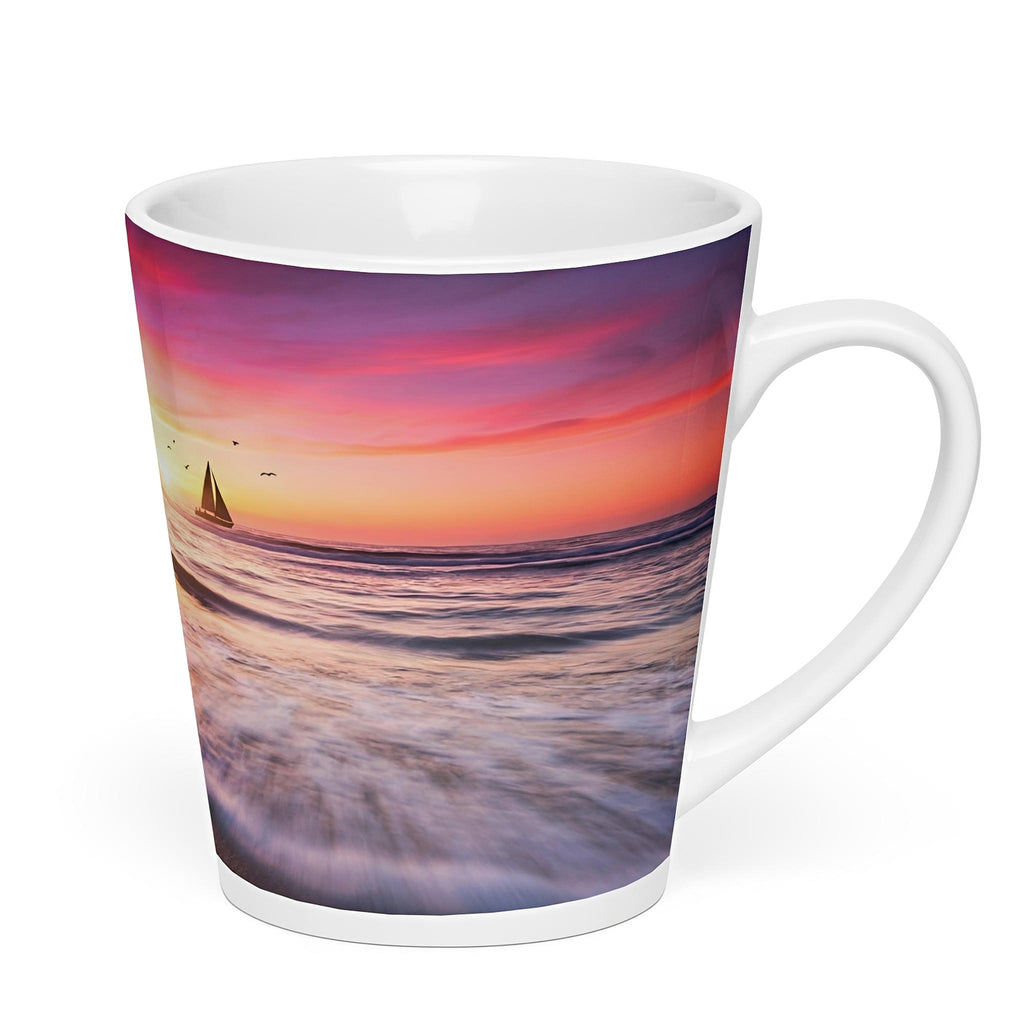 Sunset Sailing Latte Mug - Peaceful Ocean Ceramic Mug - right view