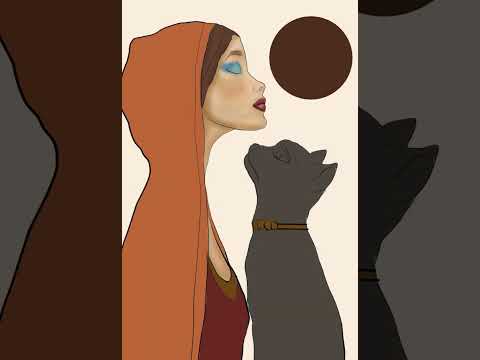 Mystical Woman with Black Cat Mug - Moonlight Bohemian Ceramic Mug with Black Inside - 11oz/15oz