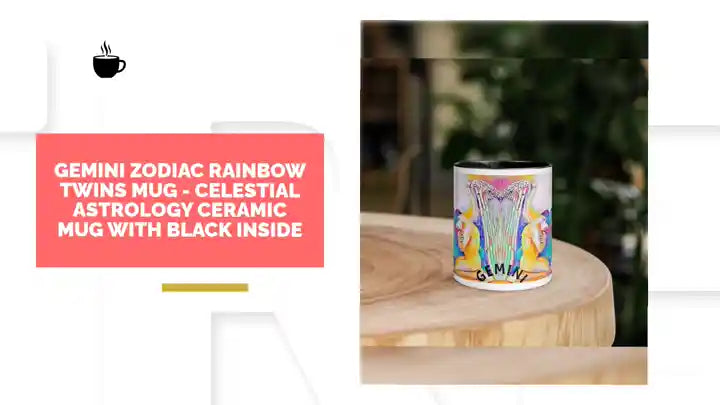 Gemini Zodiac Rainbow Twins Mug - Celestial Astrology Ceramic Mug with Black Inside by@Outfy
