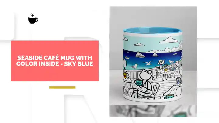 Seaside Caf&eacute; Mug with Color Inside - Sky Blue by@Outfy