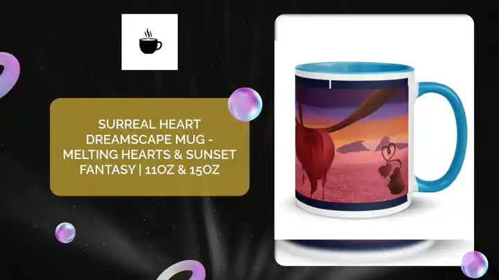 Surreal Heart Dreamscape Mug - Melting Hearts &amp; Sunset Fantasy | 11oz &amp; 15oz by@Outfy