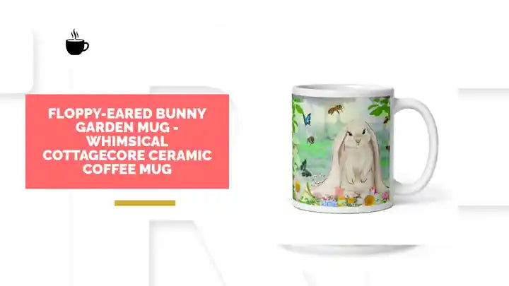 Floppy-Eared Bunny Garden Mug - Whimsical Cottagecore Ceramic Coffee Mug by@Outfy