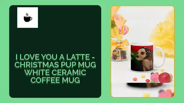 I Love You a Latte - Christmas Pup Mug White Ceramic Coffee Mug by@Outfy