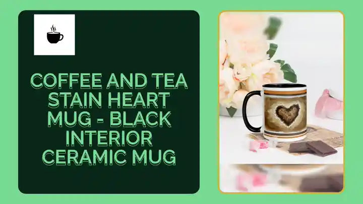 Coffee and Tea Stain Heart Mug - Black Interior Ceramic Mug by@Outfy