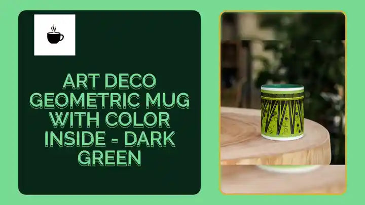Art Deco Geometric Mug with Color Inside - Dark Green by@Outfy