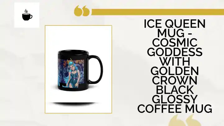Ice Queen Mug - Cosmic Goddess with Golden Crown Black Glossy Coffee Mug by@Outfy