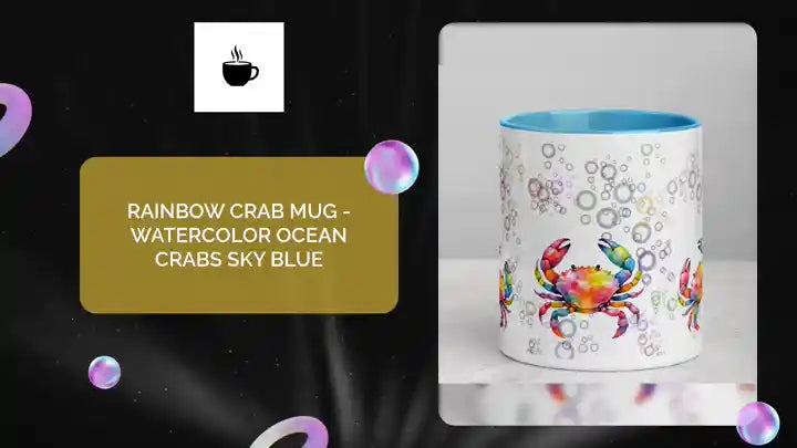 Rainbow Crab Mug - Watercolor Ocean Crabs Sky Blue by@Outfy
