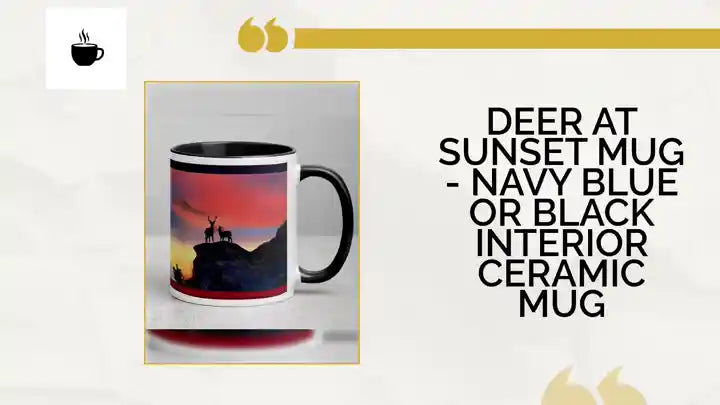 Deer at Sunset Mug - Navy Blue or Black Interior Ceramic Mug by@Outfy