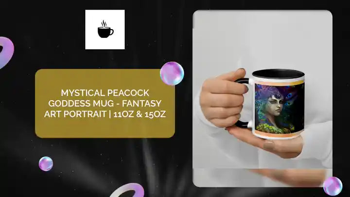 Mystical Peacock Goddess Mug - Fantasy Art Portrait | 11oz &amp; 15oz by@Outfy