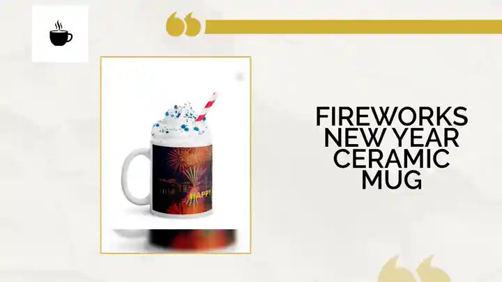 Fireworks New Year Ceramic Mug by@Outfy