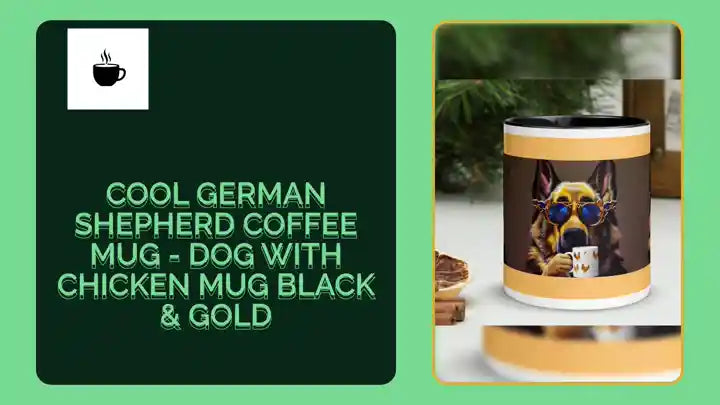 Cool German Shepherd Coffee Mug - Dog with Chicken Mug Black & Gold by@Outfy
