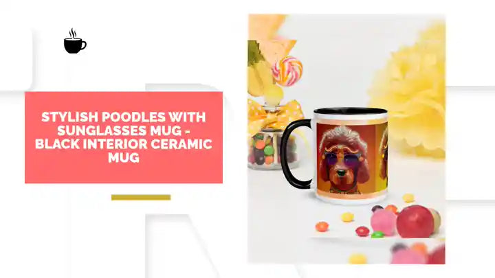 Stylish Poodles with Sunglasses Mug - Black Interior Ceramic Mug by@Outfy