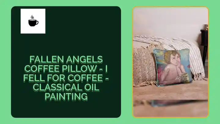 Fallen Angels Coffee Pillow - I Fell For Coffee - Classical Oil Painting by@Outfy
