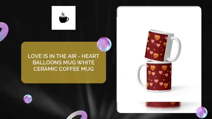 Love is in the Air - Heart Balloons Mug White Ceramic Coffee Mug by@Outfy
