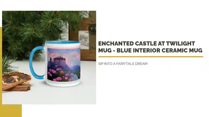 Enchanted Castle at Twilight Mug - Blue Interior Ceramic Mug by@Outfy