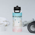 Stainless steel Water Bottle with straw lid- Whimsical bunny and butterfly botanical print
Delicate floral and eucalyptus garland details
32 oz 