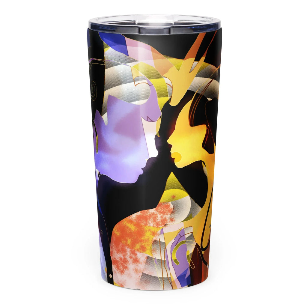 20oz stainless steel tumbler with abstract colorful faces and modern art design