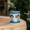 Peacock Elegance Mug - Vintage Glamour Teal & Black -11-oz front view