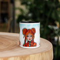 Fantasy Orange Rose Hair Woman Mug - Anime Art Ceramic Mug-Black Interior-11-oz-front