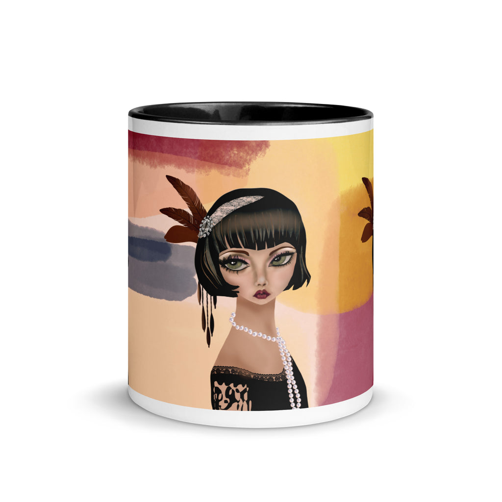 Coffee Companions Mug - Vintage Art Deco Black & Multicolor - 11-oz front view