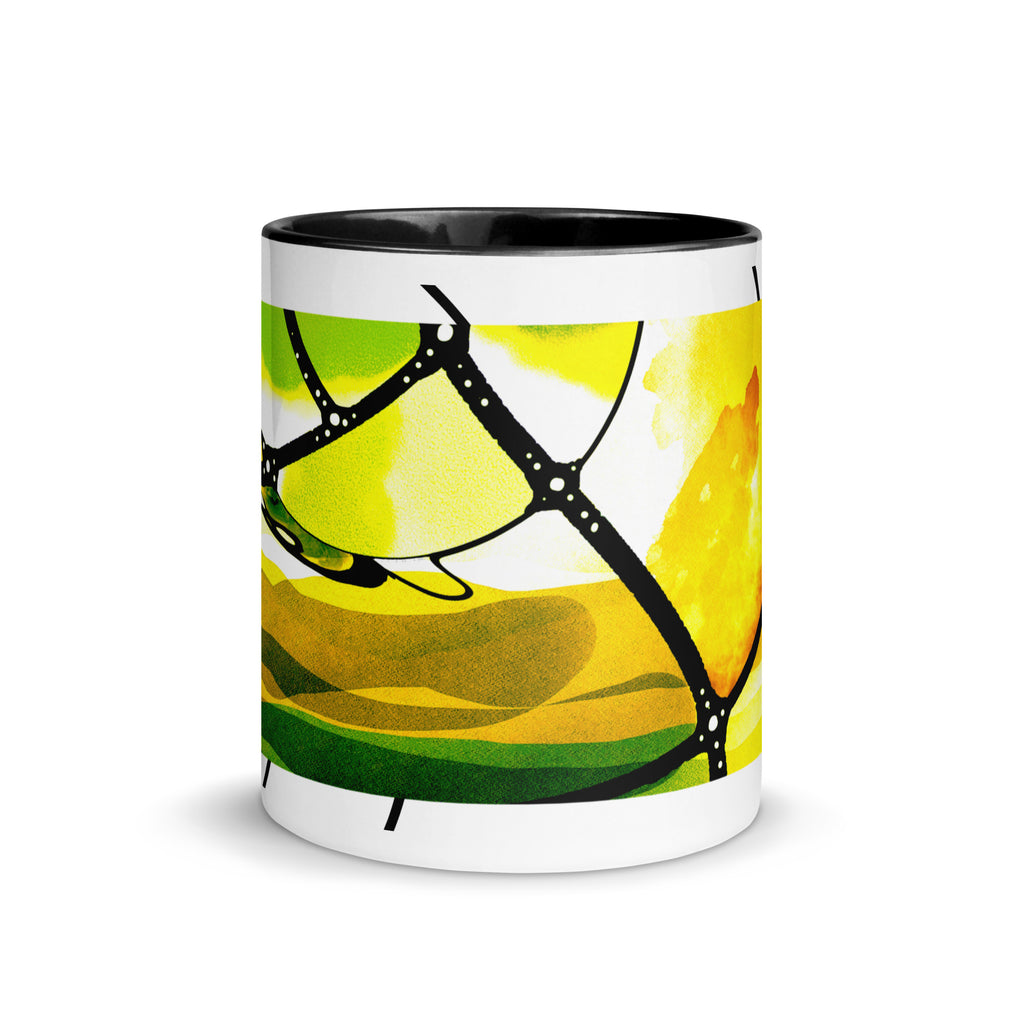 Premium White Ceramic -Abstract Yellow Orange Art Mug - Modern Watercolor Ceramic Mug with Black Inside- 11 oz - front
