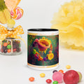 Premium White Ceramic -3D Floral Garden Art Mug - Vibrant Dimensional Flowers Ceramic Mug- Black Interior-11-oz-front