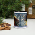 Premium White Ceramic -Underwater Reverie Mug - Flowing Hair & Ocean Art - black interior- 11-oz-front