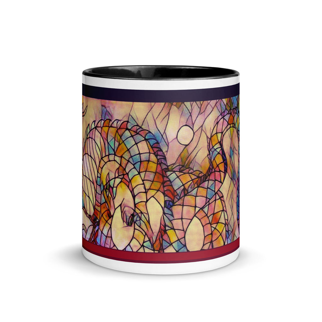 Premium White Ceramic - Stained Glass Dragon Mug - Black Interior Fantasy Mug - 11 - oz - front