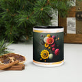 Premium White Ceramic -Paper Art Floral Mug - Black Interior Ceramic Art Mug - 11-oz-front