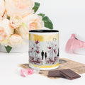 Premium White Ceramic - Romantic Origami Cranes Mug - Black Interior Love Mug - 11-oz-front
