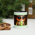 Premium White Ceramic - Cool Rex Cat Catnip Mug - Cat with Catnip Power Mug - Black Inside- 11 oz - front view