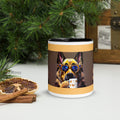 Premium White Ceramic - Black Inside- Cool German Shepherd Coffee Mug - Dog with Chicken Mug -11 oz - front view