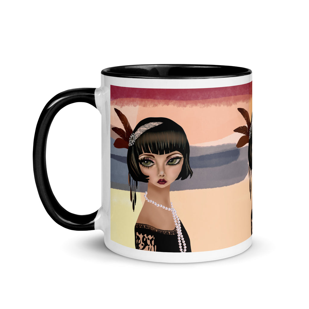Coffee Companions Mug - Vintage Art Deco Black & Multicolor - 11-oz left view