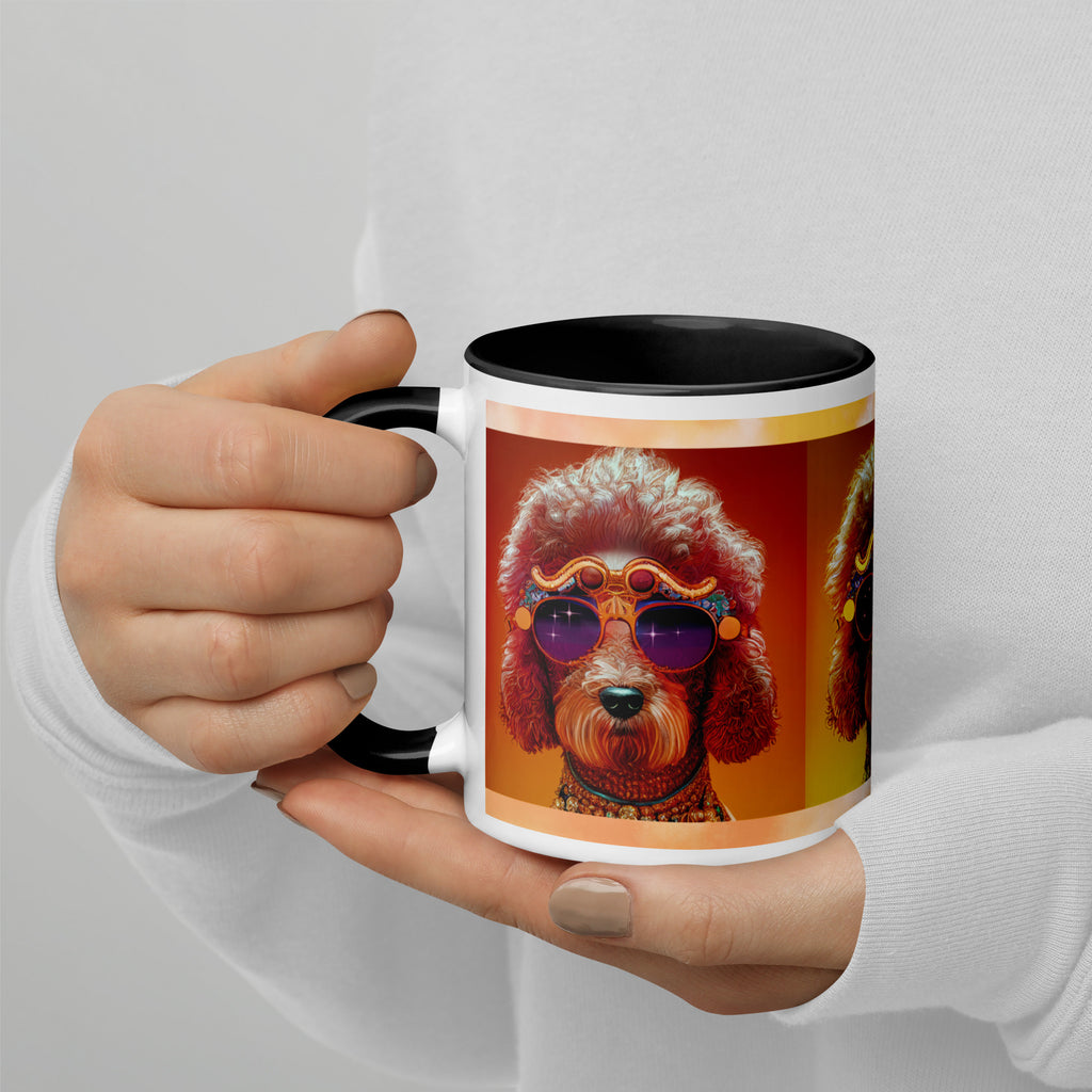 Premium White Ceramic -  Stylish Poodles with Sunglasses Mug - Black Ceramic Dog Mug  - 11-oz-left
